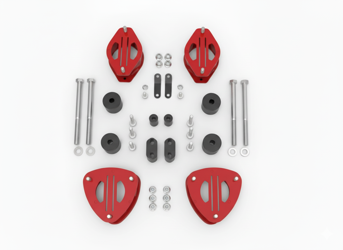 Front and Rear 2-inch lift kit improves stance and ground clearance